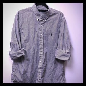 Polo Men’s Button Down Black & White Striped XL